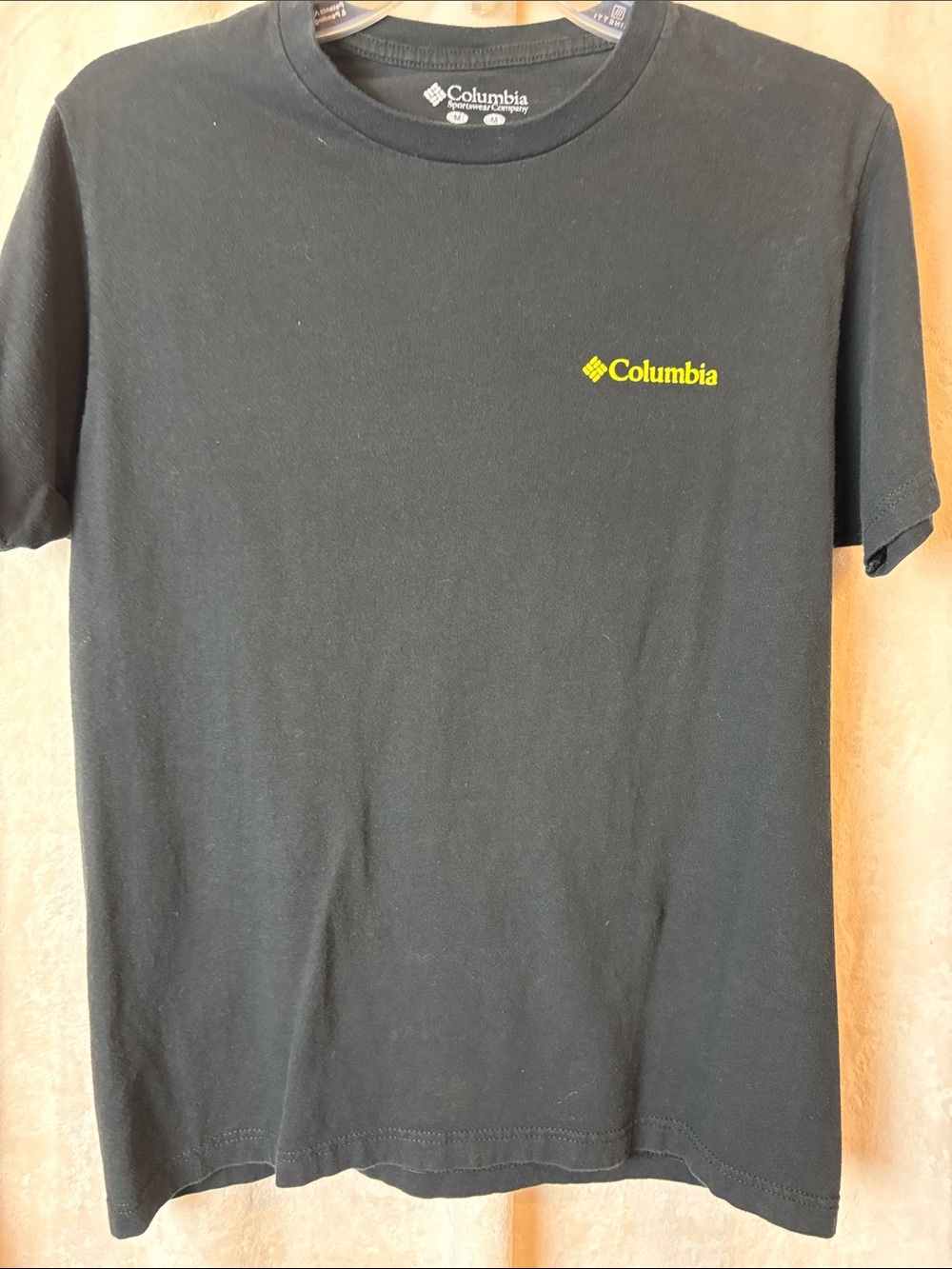 Columbia Black Short Sleeve Tee with Yellow Logo